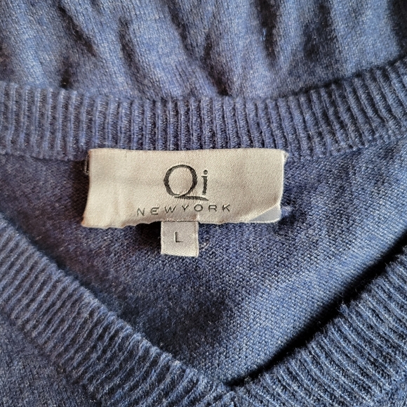 Qi New York Cashmere Wool Blue Sweater Size Large - Picture 3 of 9